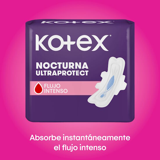 Toallas Femeninas Kotex Nocturna con alas, 8U
